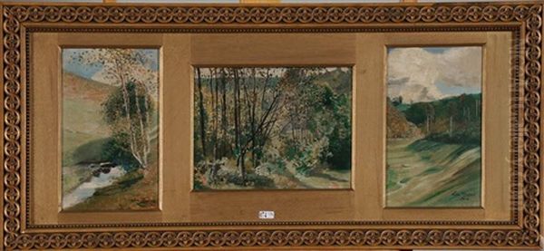 Paysages (triptych) Oil Painting by Leon Frederic