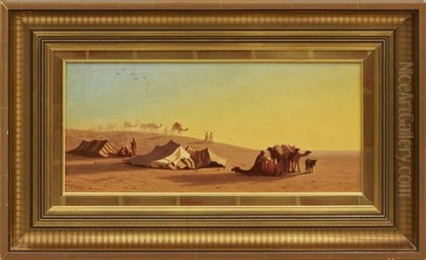 A Halt In The Desert Oil Painting by Charles Theodore (Frere Bey) Frere