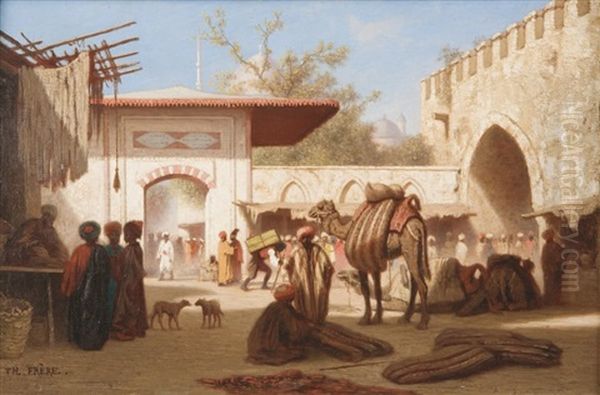 Quartier Yeni Djami, Stamboul Oil Painting by Charles Theodore Frere