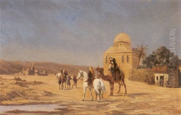 In The Desert Oil Painting by Charles Theodore (Frere Bey) Frere