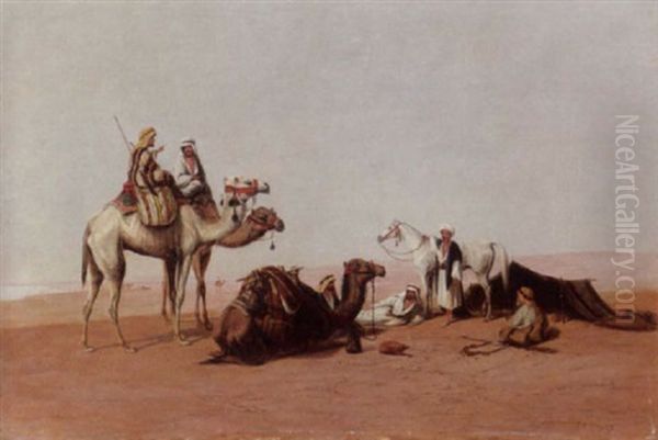 An Encampment In The Desert Oil Painting by Charles Theodore (Frere Bey) Frere