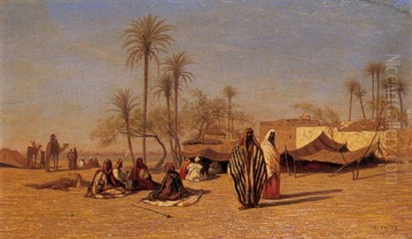 Campement De Bedouins Oil Painting by Charles Theodore (Frere Bey) Frere
