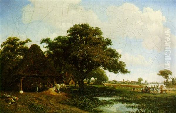 Country Landscape Oil Painting by Charles Theodore (Frere Bey) Frere