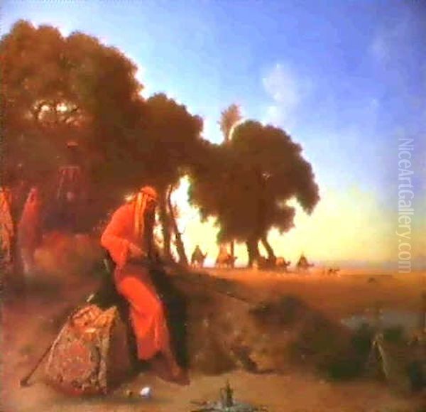 An Arab Encampment Oil Painting by Charles Theodore (Frere Bey) Frere