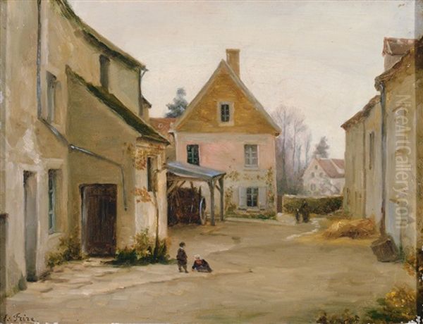 Malerische Dorfstrase Mit Figurenstaffage Oil Painting by Pierre Edouard Frere