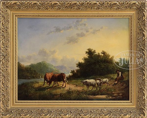 Pastoral Landscape On The Hudson Oil Painting by William Charles Anthony Frerichs