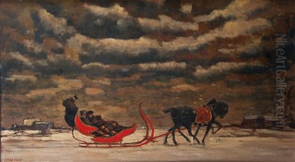 Schlittenfahrt Oil Painting by Max Frey