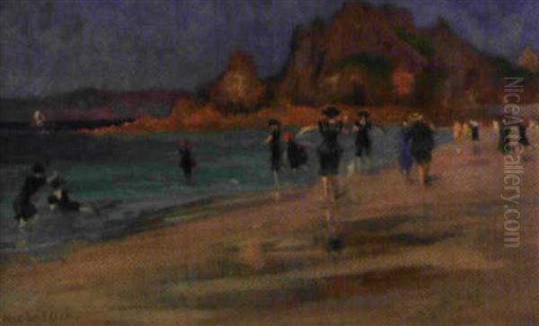 Scene De Plage Oil Painting by Paul De Frick