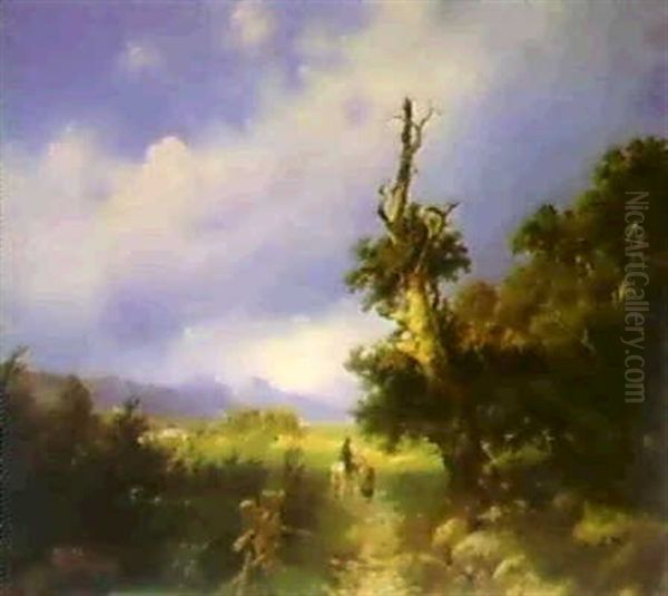 Paysage Romantique Oil Painting by Carl Ludwig Friebel