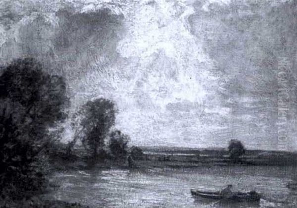 River Scene With Fishermen Oil Painting by Arthur A. Friedenson