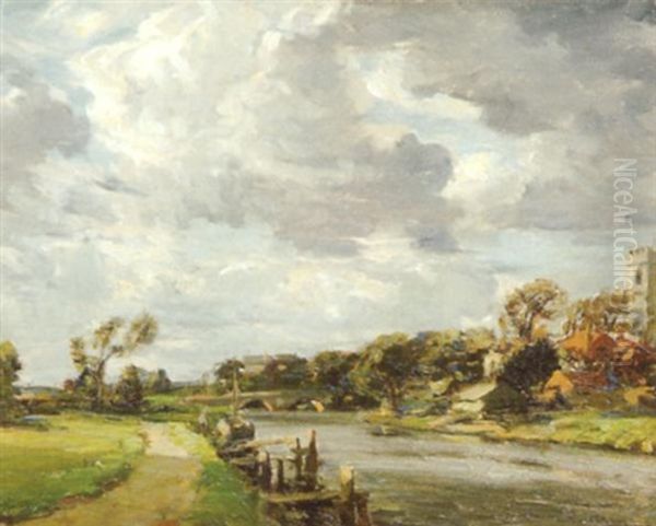 A River Landscape Oil Painting by Arthur A. Friedenson