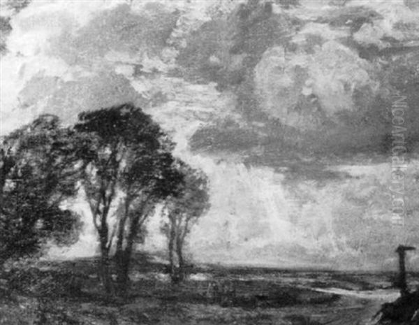 A Country Crossroads With Figures In The Foreground Oil Painting by Arthur A. Friedenson