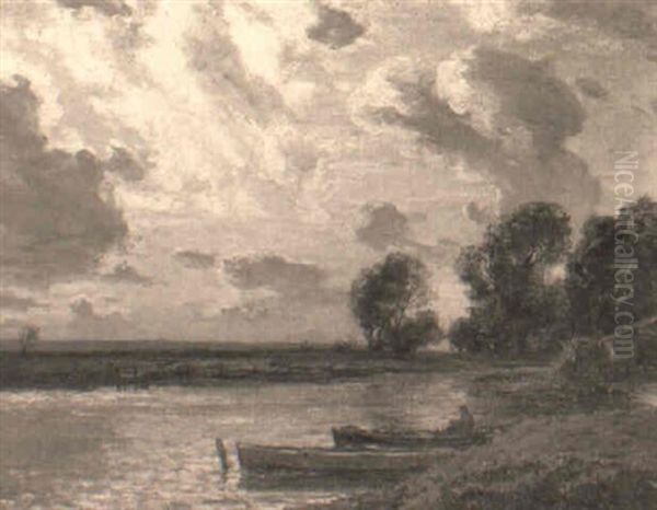 On The River Frone Oil Painting by Arthur A. Friedenson