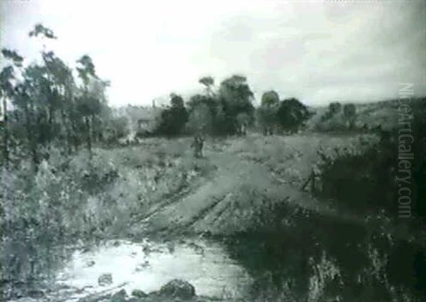 An Extensive Landscape With Figures On A Path Oil Painting by Arthur A. Friedenson