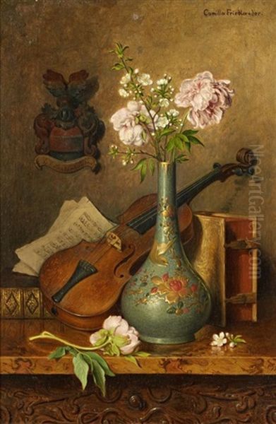 Stillleben Mit Geige Oil Painting by Camilla Edle von Malheim Friedlaender