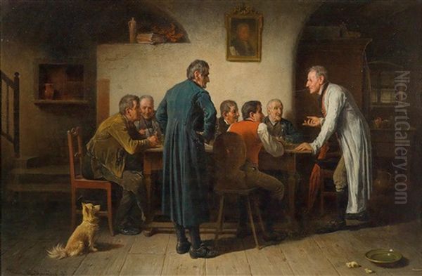 Grose Wirtshausrunde Oil Painting by Friedrich V. Malheim Friedlaender