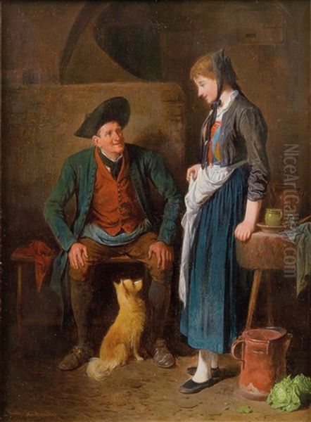 Delicate Angelegenheit Oil Painting by Friedrich V. Malheim Friedlaender