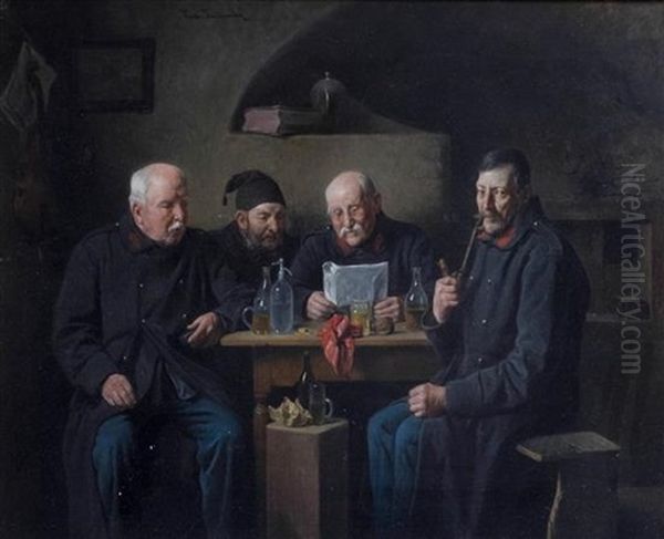 Old Cronies Oil Painting by Friedrich Ritter von Malheim Friedlaender