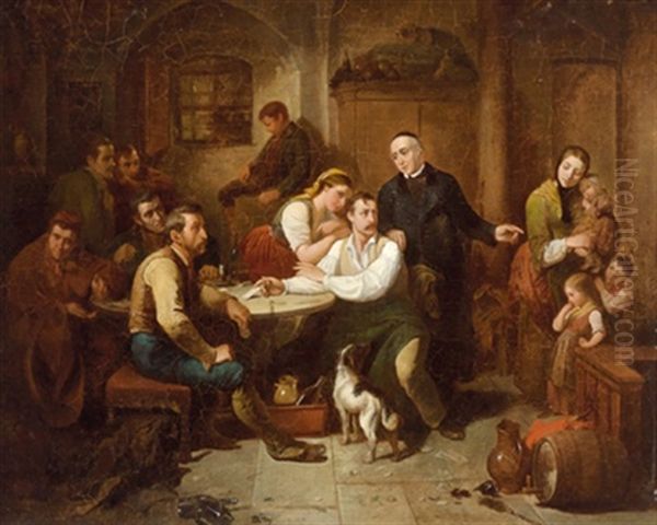 Die Ermahnung Oil Painting by Friedrich Ritter von Malheim Friedlaender