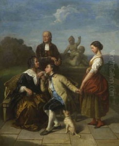 Elterlicher Segen Oil Painting by Friedrich Ritter von Malheim Friedlaender