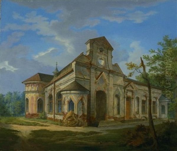 Magdalenenklause Im Nymphenburger Schlosspark Oil Painting by Johan Georg Christoph Fries