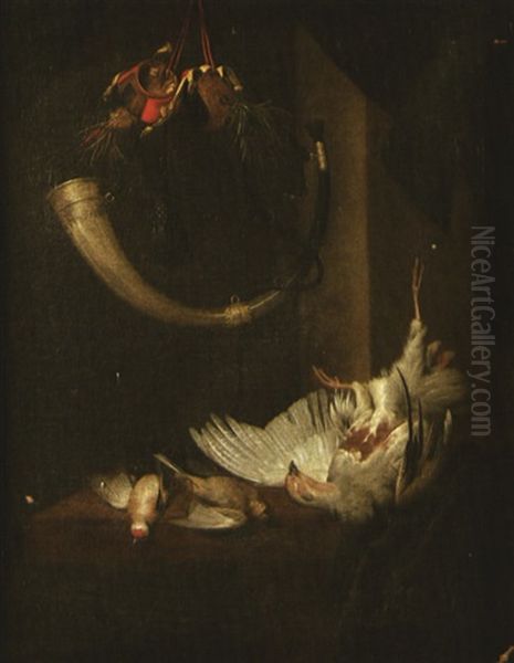 Nature Morte A La Corne Et Au Gibier Oil Painting by Hendrik de Fromantiou
