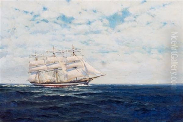 Vollschiff In Ruhiger See Oil Painting by Ernst Frommhold