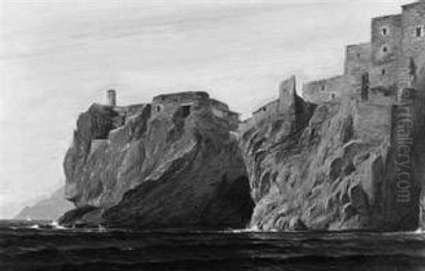 Felsenkuste Im Sudlichen Italien Oil Painting by Ernst Frommhold