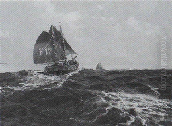 Fischkutter Auf See Oil Painting by Ernst Frommhold