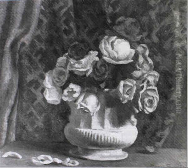 Still Life Of Roses Oil Painting by Roger Fry