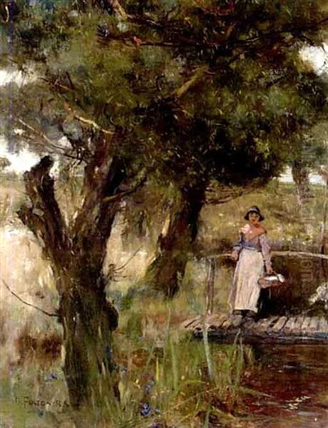 Madchen Am Brunnen Oil Painting by David Fulton