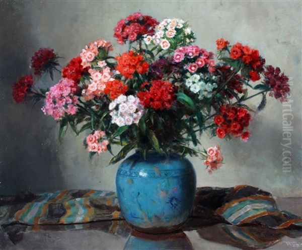 Bloemstilleven Met Duizendschoon Oil Painting by Anton Funke