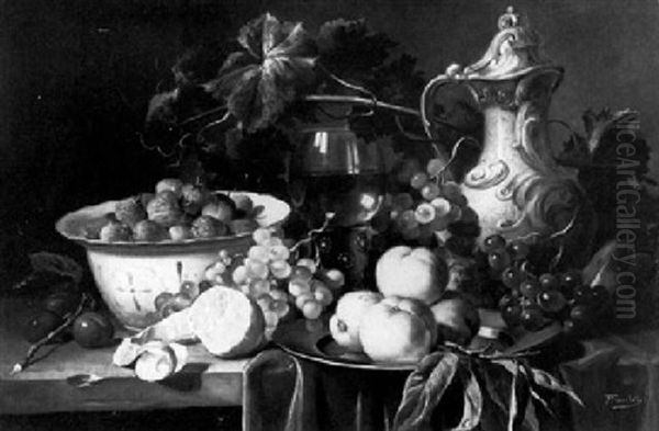A Fruit Still Life Oil Painting by Bernard Anton Funke-Kupper
