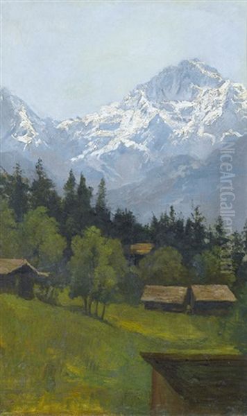 Sommerliche Alp Mit Blick Auf Die Jungfrau Oil Painting by Francois Furet