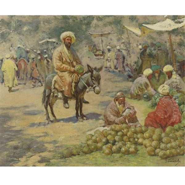At The Market Oil Painting by Georgy Gabashvili