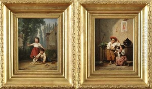 Le Chien Fumeur (+ Le Chien Lecteur; 2 Works) Oil Painting by Nicholas Edward Gabe