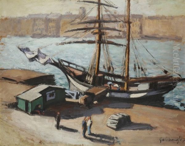 Bateau Dans Le Port De Marseille Oil Painting by Josue Gaboriaud