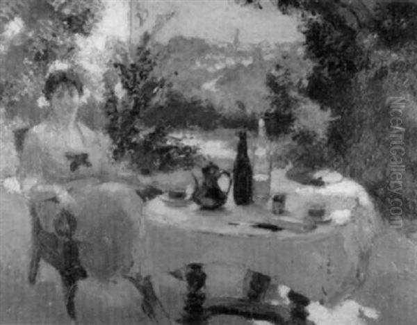 Auf Der Terrasse Oil Painting by Josue Gaboriaud