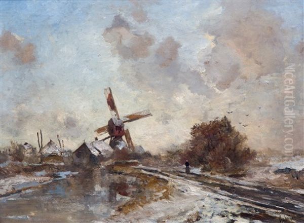 Winter Oil Painting by Paul Joseph Constantin Gabriel