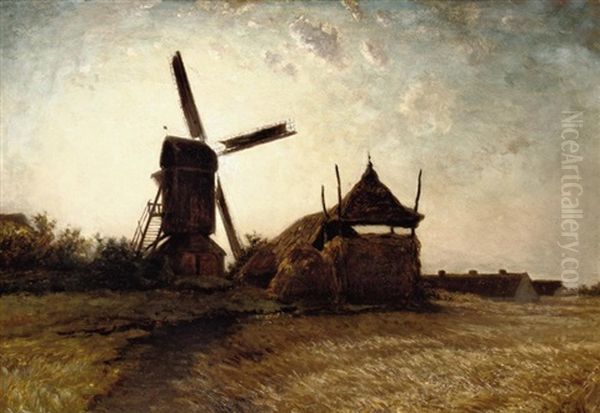 A Summer Evening Oil Painting by Paul Joseph Constantin Gabriel