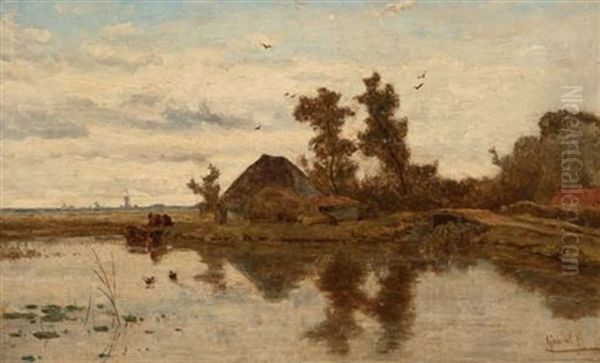 The Tranquil Dutch Country Side Oil Painting by Paul Joseph Constantin Gabriel