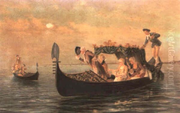 On The Lagoon, Venice Oil Painting by Pietro Gabrini