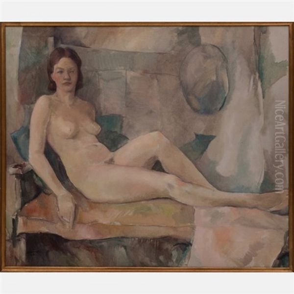Reclining Nude Oil Painting by Carl Frederick Gaertner
