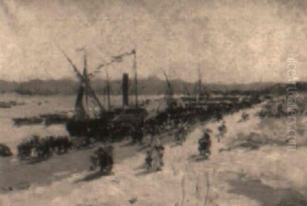 Bateaux De Plaisance A Quai A Toulon Oil Painting by Julien Gustave Gagliardini