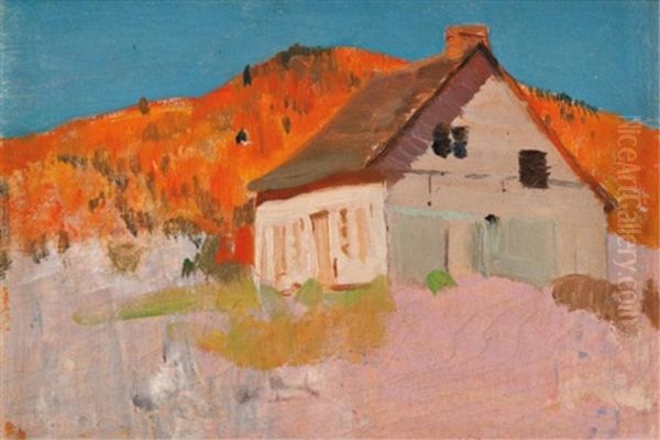 Autumn Baie St. Paul Oil Painting by Clarence Alphonse Gagnon