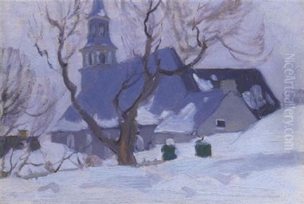 L'ancienne Eglise Des Eboulements Oil Painting by Clarence Alphonse Gagnon