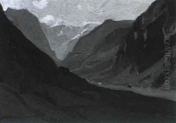 Valle Du Linthal, Suisse Oil Painting by Clarence Alphonse Gagnon