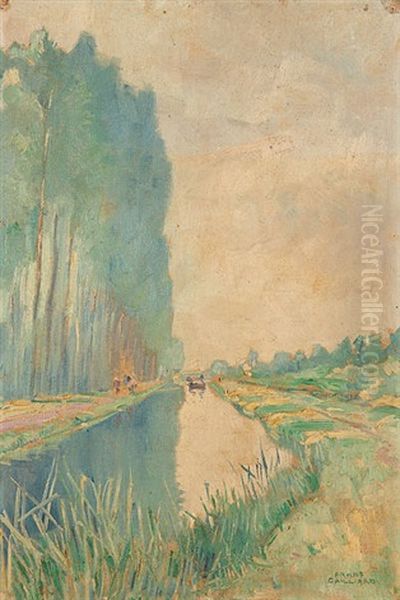 Vue De Canal Oil Painting by Franz (Bernard) Gailliard