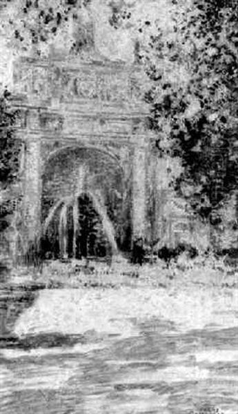 La Villa D'este A Come Oil Painting by Franz (Bernard) Gailliard