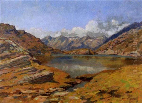 San Bernardino Mit Blick Auf Den Moesolasee Oil Painting by Gioacchino Galbusera